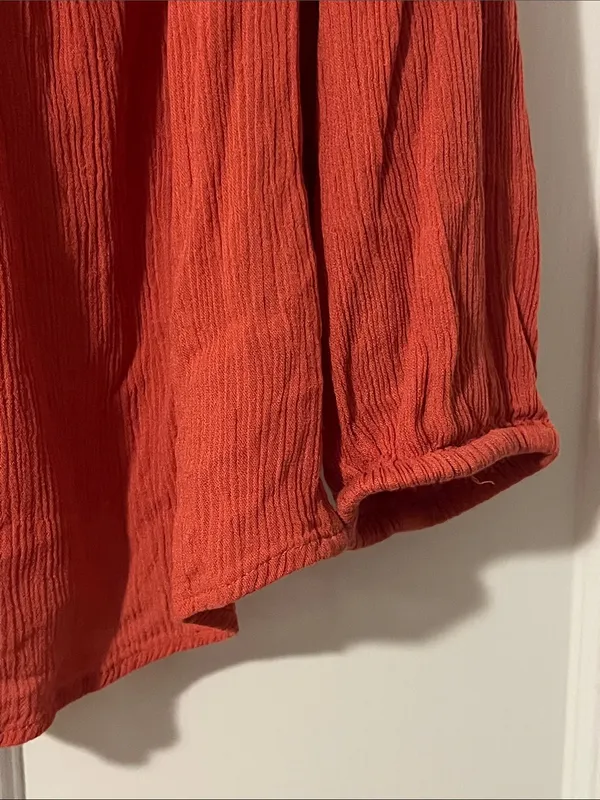 Style & Co. Rust Red Lace-Up Peasant Blouse - Image 3