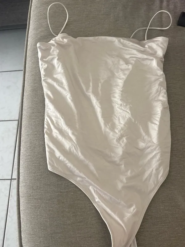 Forever 21 Cream Satin Bodysuit - Image 2