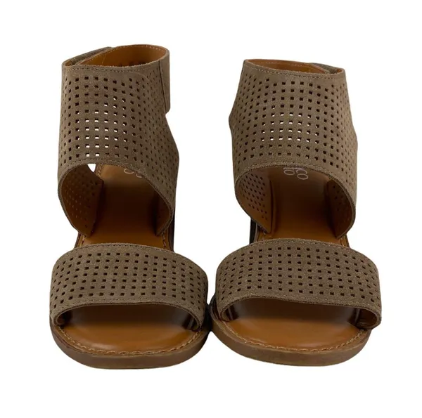 Taupe Suede Heeled Sandals - Image 3