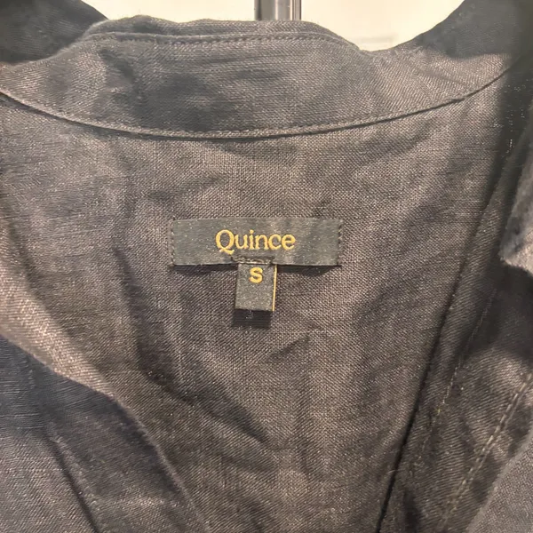 Quince 100% European Linen Maxi Shirt Dress Black Belted Women's Size Small - Image 3