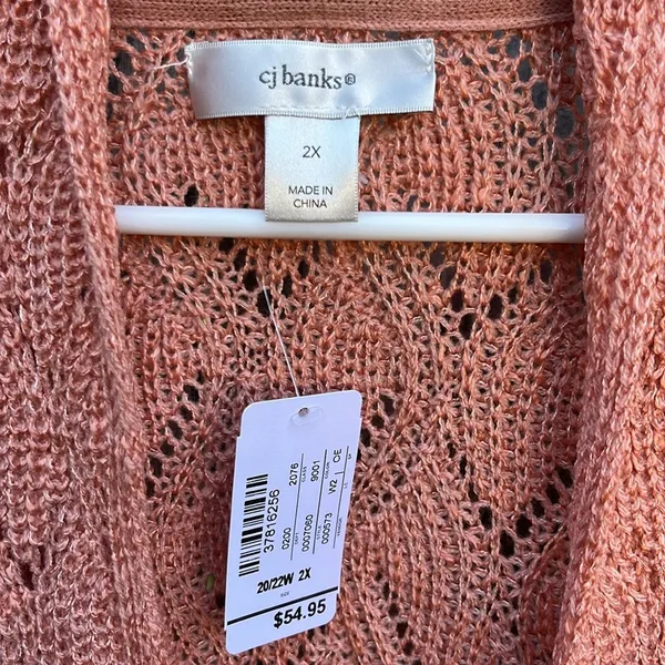 NWT CJ Banks Open Front Duster Sweater Size 2X - Image 2