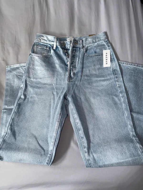PacSun Light Indigo Glittery Dad Jeans - Image 3