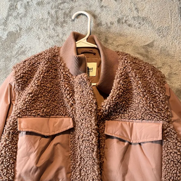 UpWest Pink Sherpa Bomber Jacket‎ Size Large Pink Mauve - Image 2