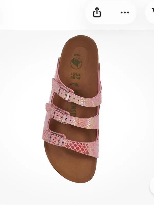Birkenstock pink snakeskin 3 strap sandals sz 38/7.5 #summer #beach #retro - Image 2