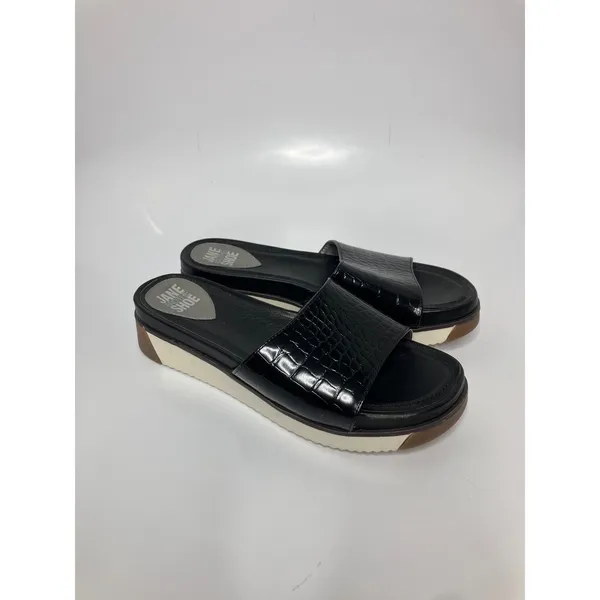 Jane and the Shoe Hannah Sandals Womens 8 Black Excellent Croc Platform Slides - Image 3