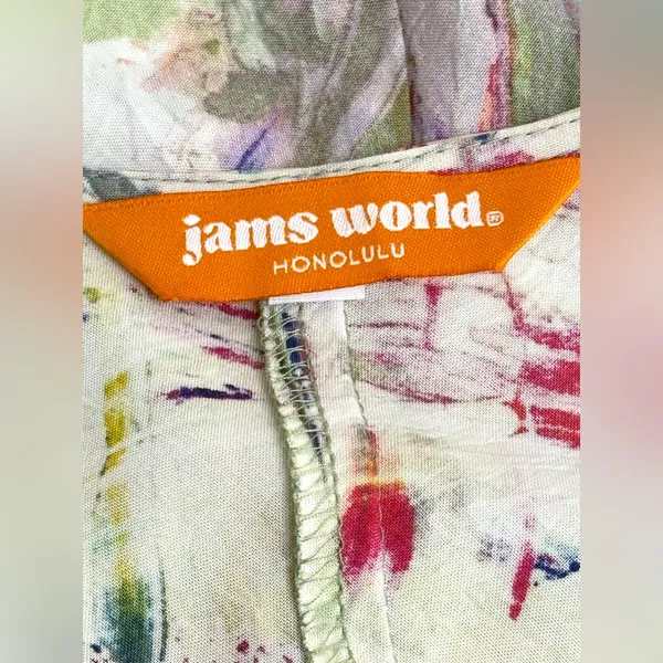 Jams World Dress Color Dance Abstract Print 100% Rayon Sleeveless‎ Resort Wear M - Image 8