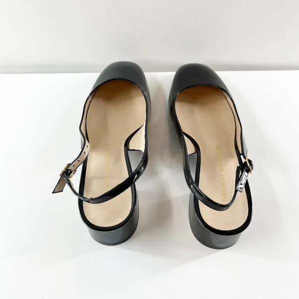 Stuart Weitzman Maeve Slingback Pump Heels Patent Leather Black 9.5 - Image 7