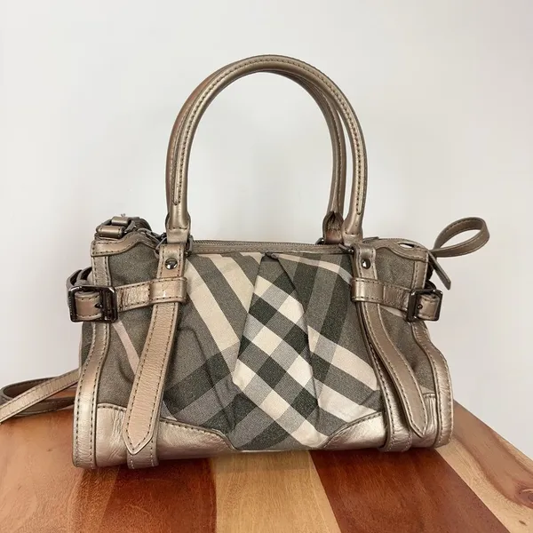 Pre-Owned Burberry Satchel Shimmer Nova‎ Check Canvas - Image 2