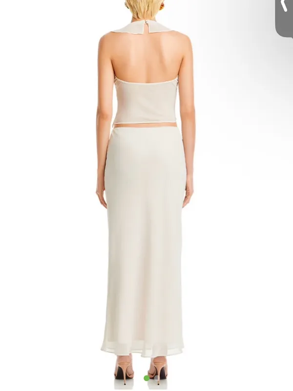 Cream Maxi Skirt - Sleek High-Rise Silhouette - Image 2