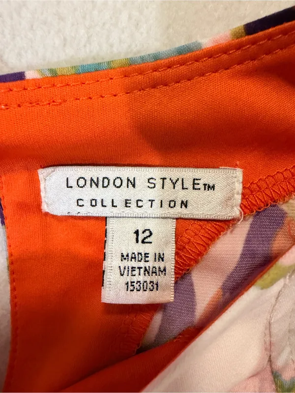 London Style Floral Dress in Pink and Orange - Image 4