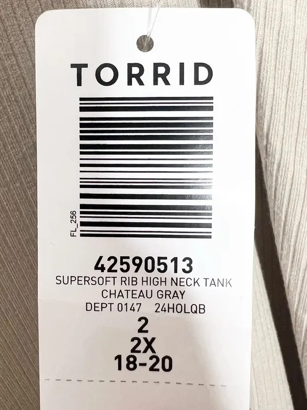 NWT Torrid Super Soft Ribbed High Neck Sleeveless Tank Top Size 2X Cream Gray - Image 9