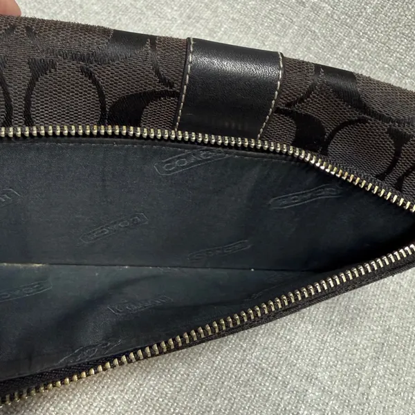 Coach Vintage Signature Monogram Slim Envelope Wallet Brown Canvas Leather‎ Trim - Image 7