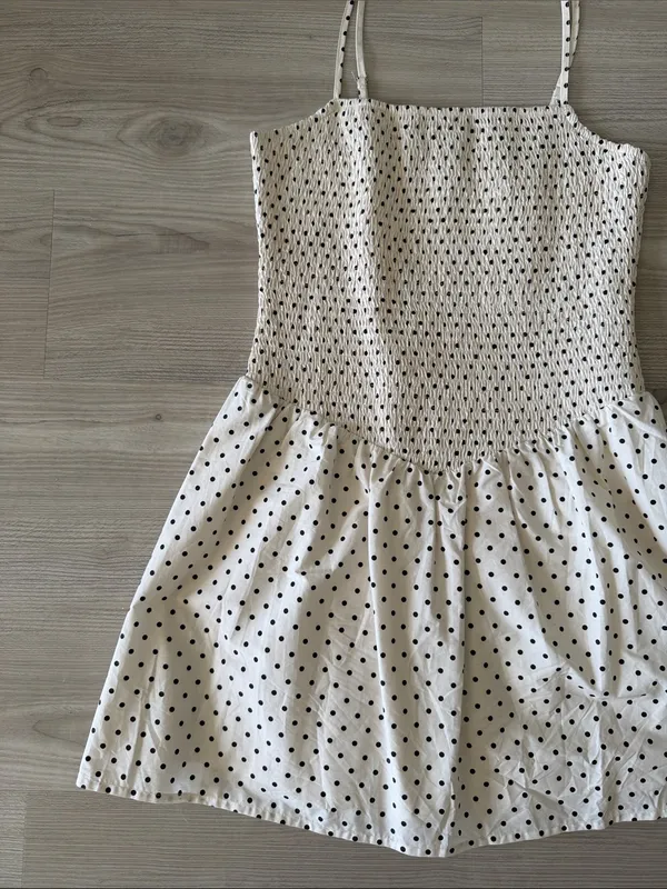 Le Lis White and Black Polka Dot Smocked Sundress - Image 3
