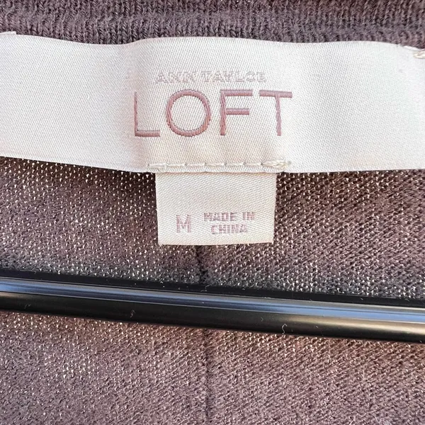 LOFT wide women’s Chocolate Knit Top size MEDIUM small slits on both sides - Image 3