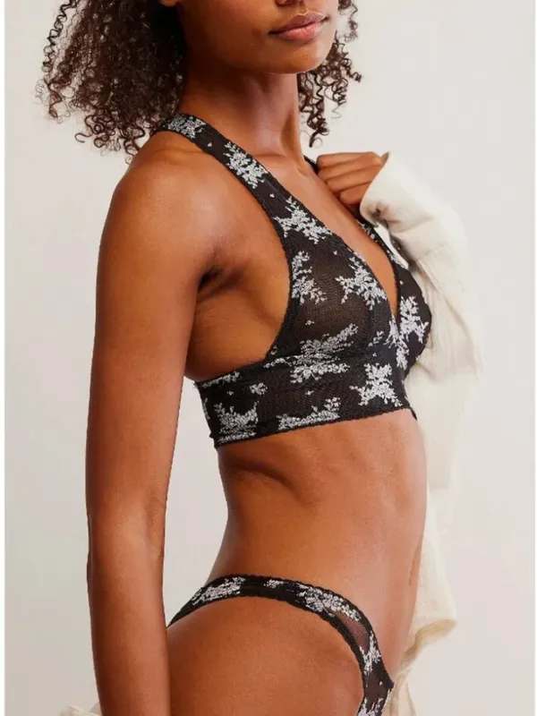 FREE PEOPLE NWT Talk About It Racerback Bra / Black Combo - Image 5