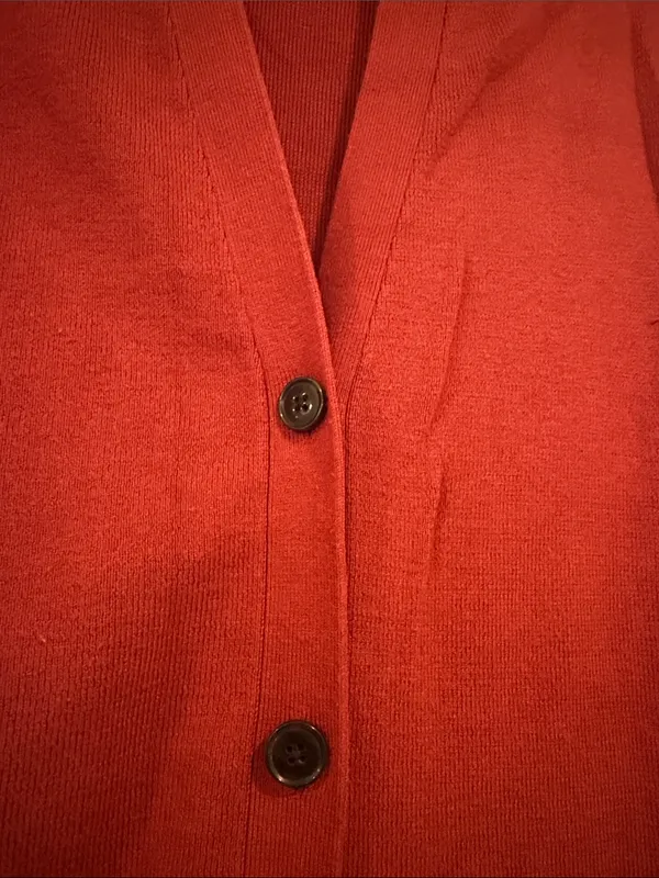 Ann Taylor Long Burnt Orange Button-Front Cardigan - Image 2