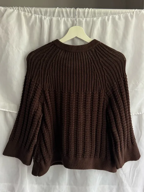 Studio M Y2K Chunky Knit Sweater Brown Size L - Image 4