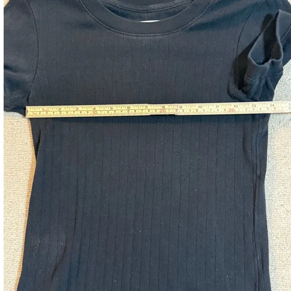 Everlane Black Organic‎ Cotton Ribbed Short Sleeve Crew Neck Tee Shirt Small - Image 6
