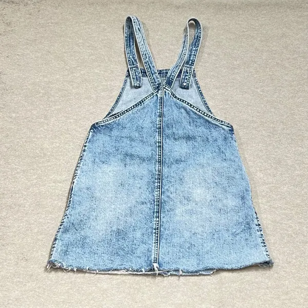 BLANKNYC Acid Wash Denim Overall Dress Blue Distressed Frayed Mini Sz 25 Classic - Image 5
