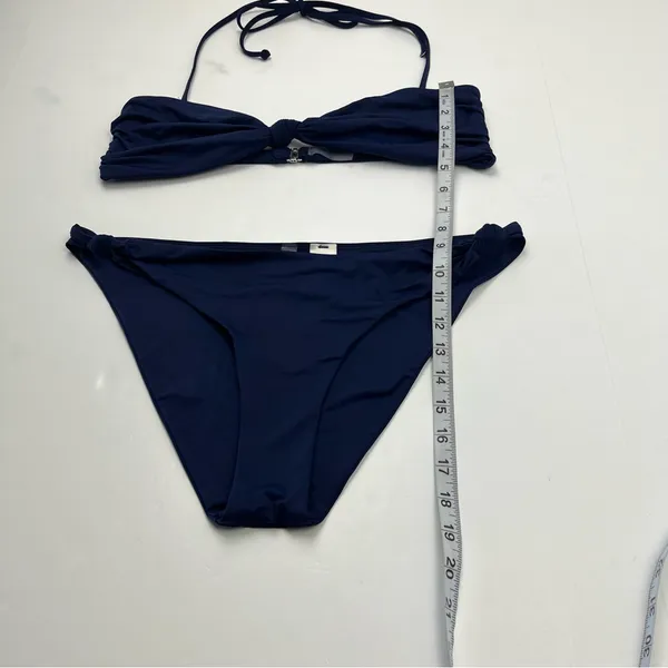 Bella‎ Dahl Swim Navy Blue Knotted Bandeau Bikini Halter Tie Womens Size Large - Image 8