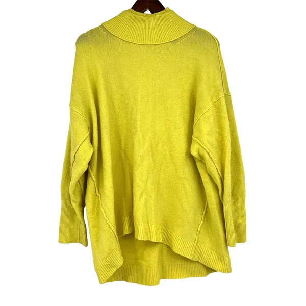 FREE PEOPLE Afterglow Lime Yellow Mock Neck oversized Sweater Top Size small - Image 3