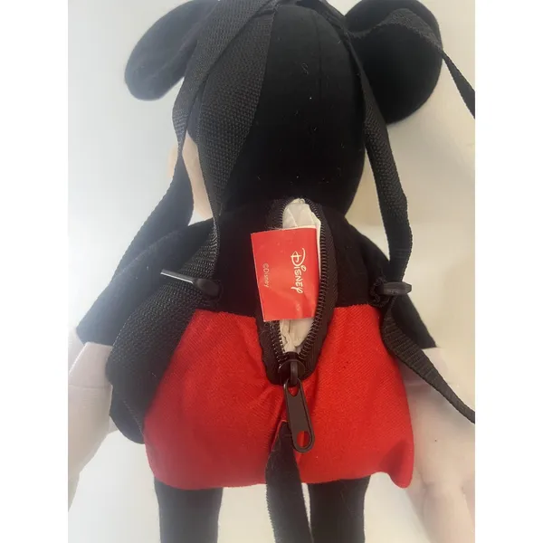 Disney Mickey Mouse Plush Mini Backpack Bag Kids Toddler Black Red Zipper Straps - Image 6