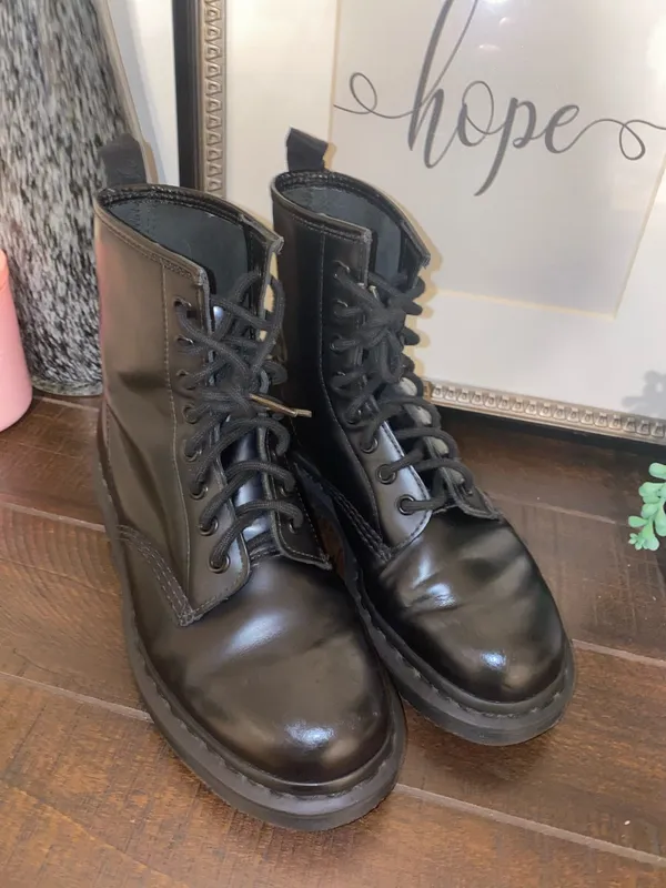 Dr. Martens The Original 1460 All Black Mono Smooth Leather Combat Boots Size 7 - Image 14