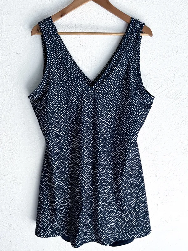 Abercrombie YPB sculptLUX V-Neck Mini Dress XXL Navy Polka Dot Active Romper - Image 2