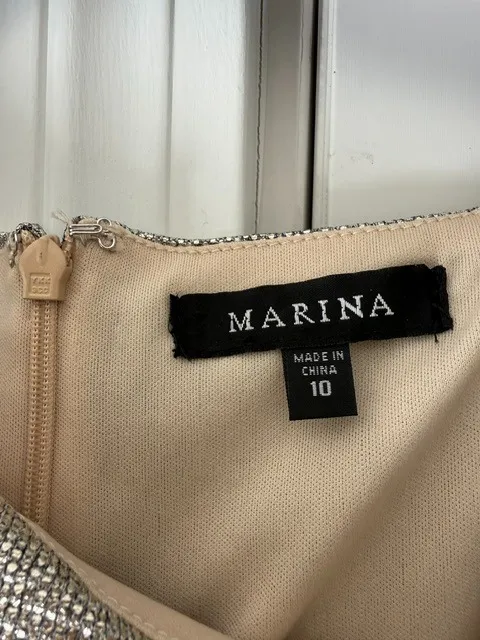 Marina Formal Gown Mother of Bride Dress Gold/Silver Sz. 10 - Image 3