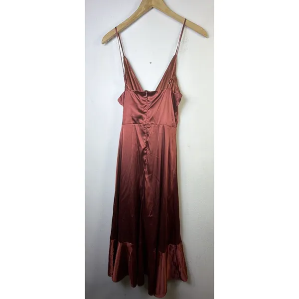 Altar’d Ava Satin Illusion Wrap Emerald bronze Sleeveless Cocktail Dress small - Image 6