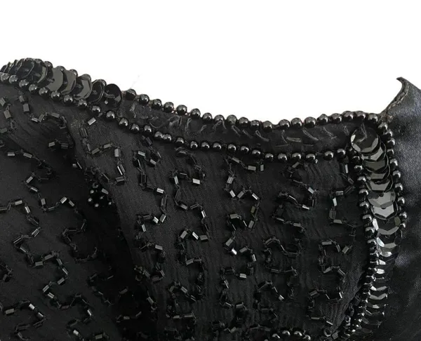 Vintage Silk Beaded Sequin Waistcoat Vest Black - Image 10