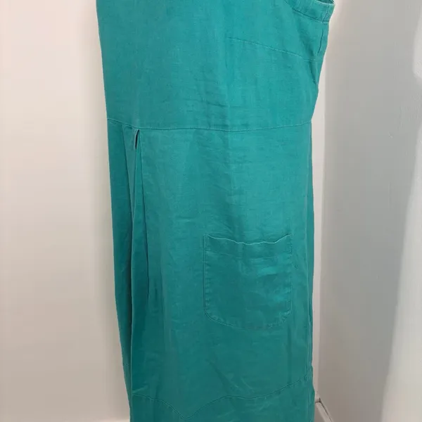 J. Jill 100% Linen Green 2 Pocket Dress Sz M - Image 3