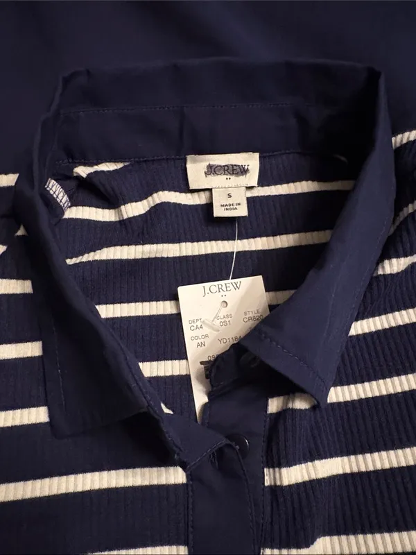 J Crew Factory Striped collared knit polo dress blue white CR820 Size S NWT - Image 6