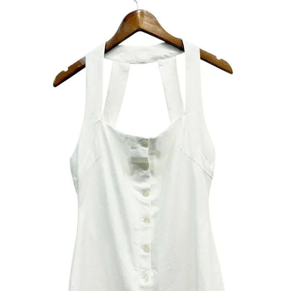 Showpo. Linen Look Halter Neck Ricki Mini Dress in White size 8 NWT - Image 6