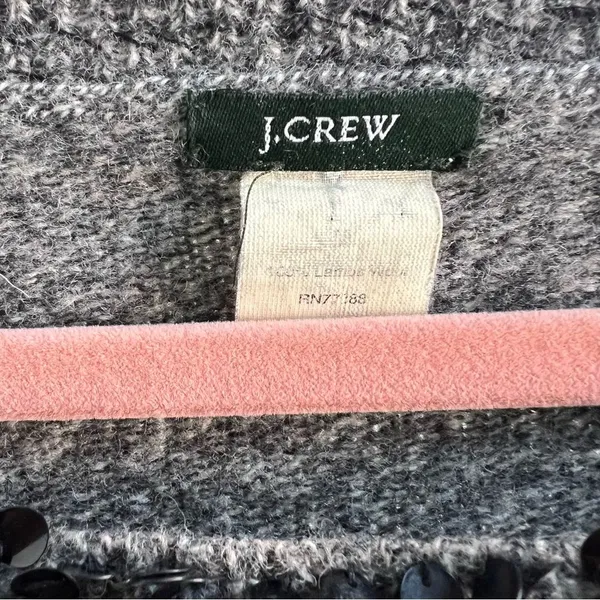 J.Crew Y2K Sequin Lambswool Sweater Cozy Grey Layer - Image 2