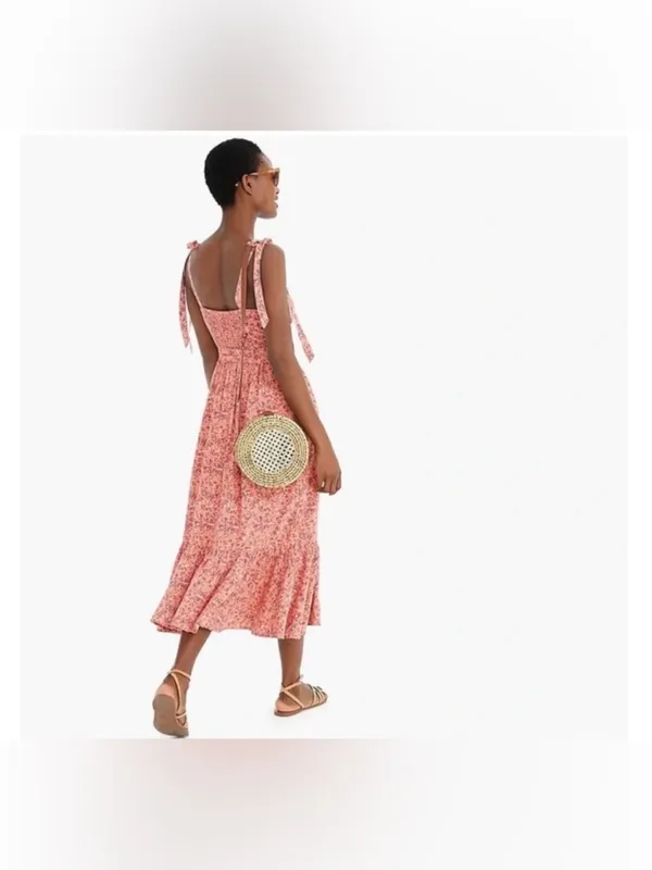 J crew Button-front midi dress with ruffle‎ hem in soft rayon size 8 - Image 2