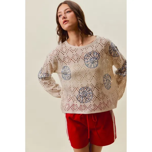 SO ME Seashell Lightweight Sweater Top - Image 10