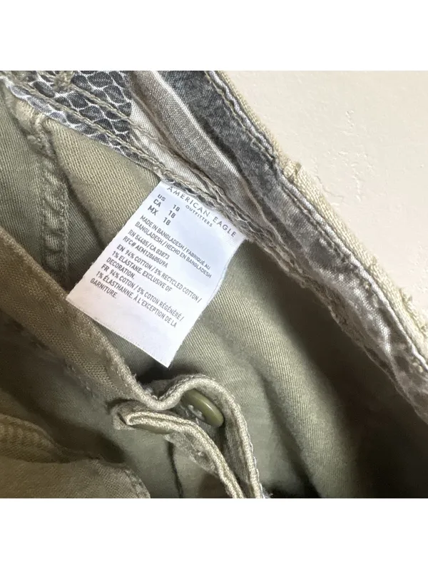 American Eagle Embroidered Utility Shorts Womens 18 Olive Green Cutoff Stretch - Image 5