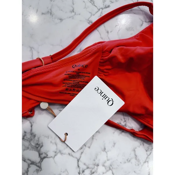 NWT Quince Sunset Orange Italian V Neck Bikini Top Size Medium - Image 3