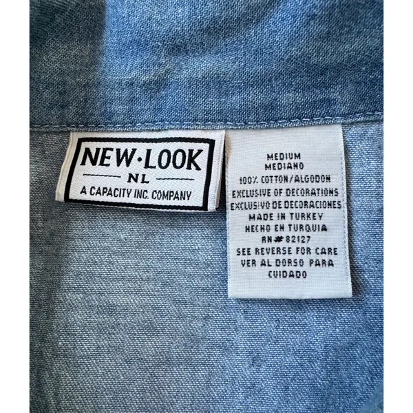Vintage Y2K New Look Light Wash Denim Embroidered Full Zip Collared Vest - Image 8