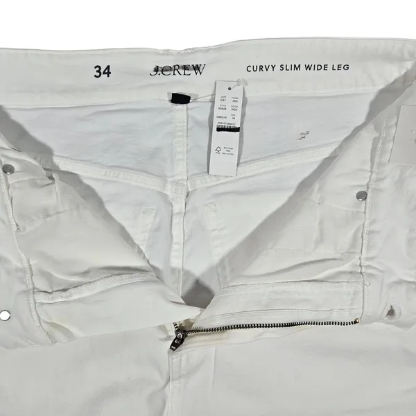 J.Crew Curvy Slim Wide Leg Jeans‎ White Denim High Rise BX828 Size 34 NEW - Image 4