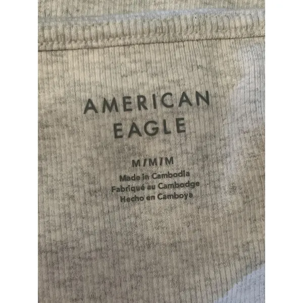 American Eagle Outfitters Bodysuit Womens Medium Gray Ribbed V Neck Tank - Image 4