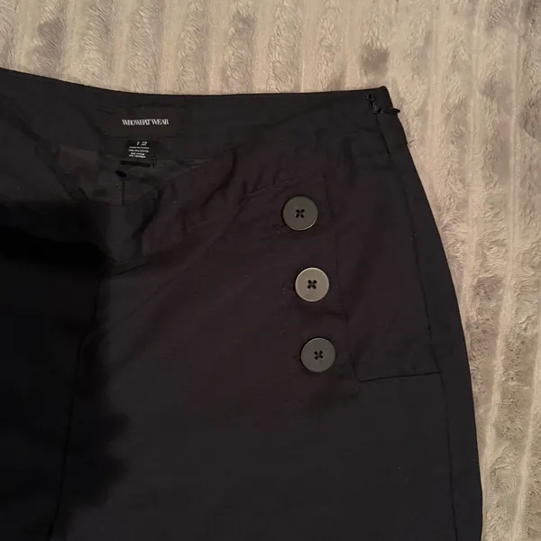 Who What Wear‎ Black Sailor Wide Leg Pants Trousers Tonal Buttons Size 12 - Image 4