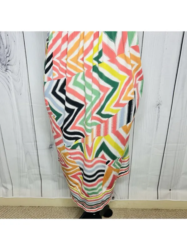 BCBG MAXAZRIA Women's Stretch Summer Abstract Sleeveless Dress Sz L V-Neck - Image 9