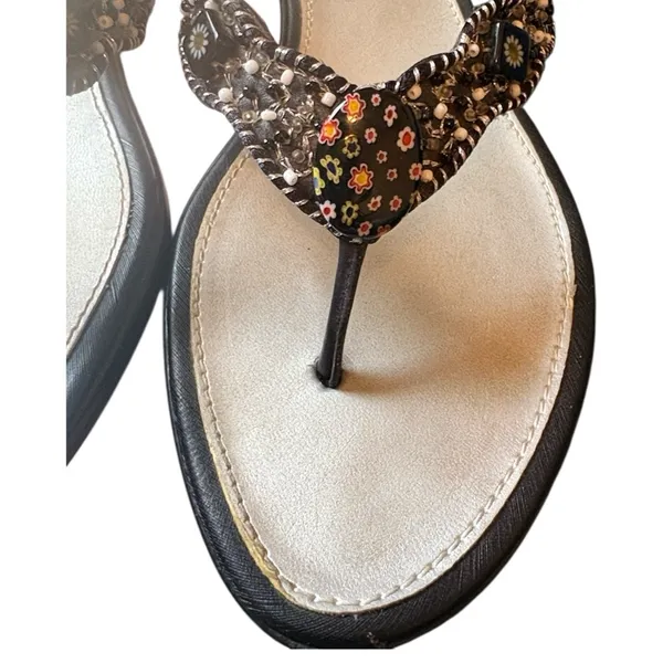Bandolino Black Beaded Thong Sandals - Image 6