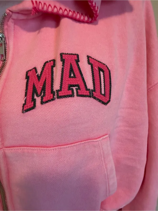 NWT Mad Happy X Gap Pink full size cropped hoodie size large limited edition - Image 8