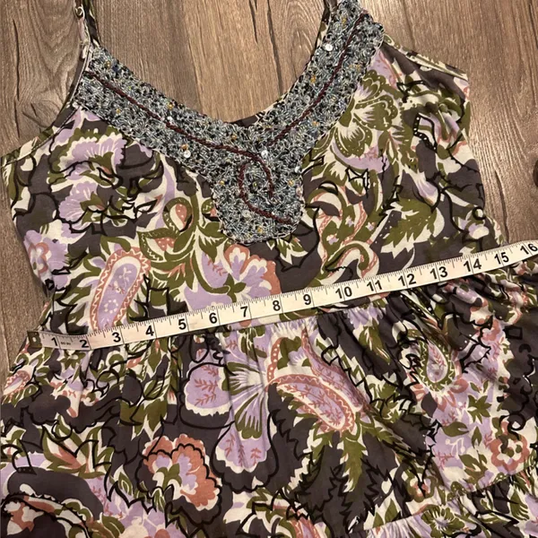 Free People Western Royalty Beaded Dark Floral Boho Sundress S Whimsigoth Fairy - Image 10