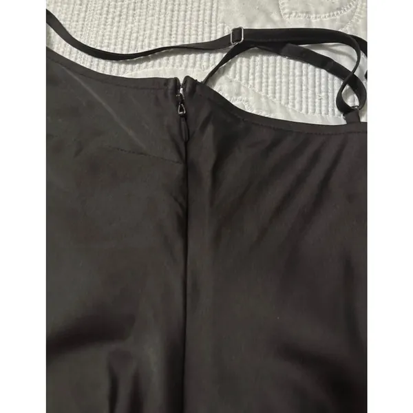 Forever 21 black satin asymmetrical slip mini dress size small - Image 6