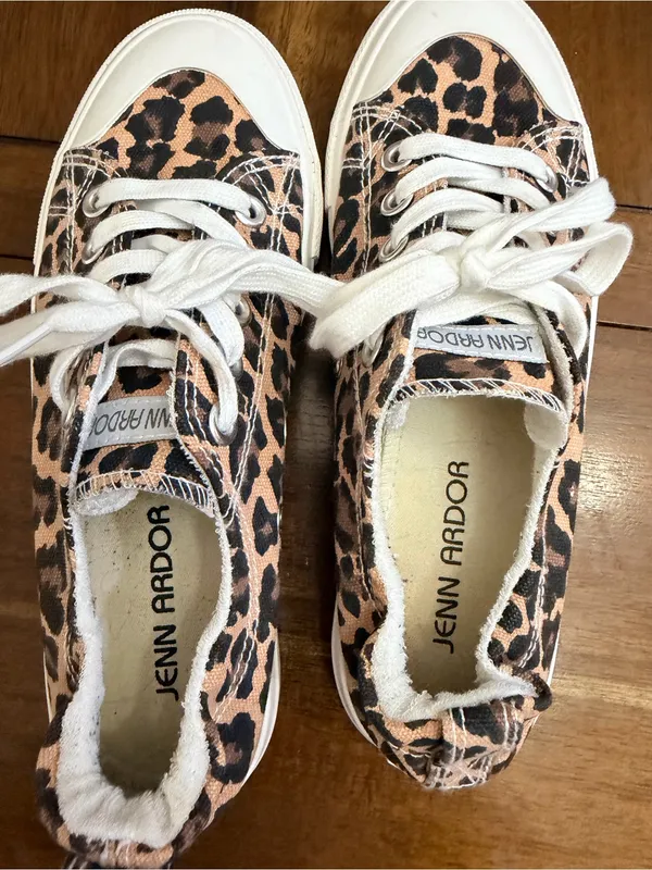 Jenn Ardor Leopard Print Canvas Sneakers - Brown & Black - Image 5