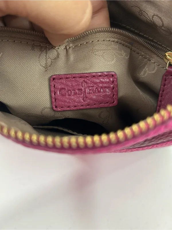 Cole Haan Pebbled Two-Tone Pink Leather Expandable Crossbody Bag - Image 9
